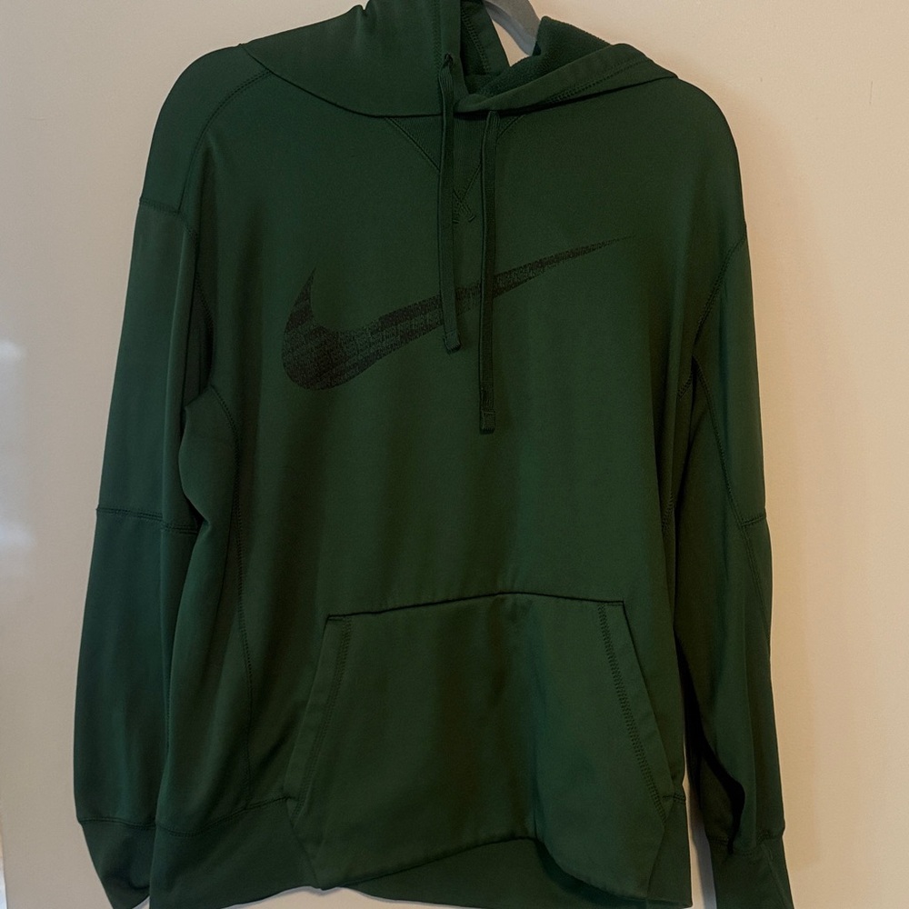 Nike Men's Deep Green Hoodie with Black Logo